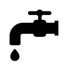 Faucet dripping water vector icon illustration symbol for plumbing and water conservation design