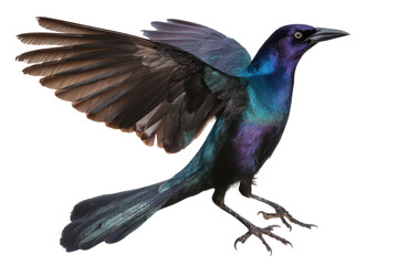 Fototapeta premium Majestic Great-tailed Grackle in Flight Stunning Avian Photography