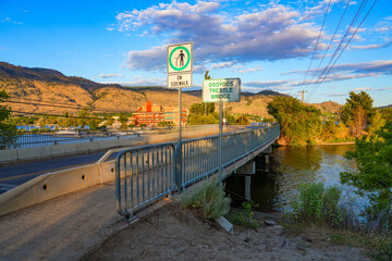 Trestle Bridge crossing Osoyoos Lake in Osoyoos in the south of the Okanagan Valley in British...
