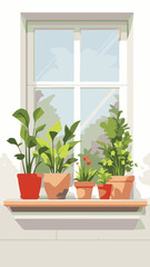 Window with Potted Indoor Plants