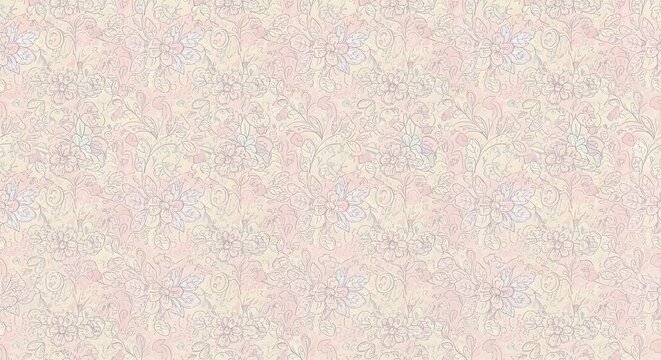 Organic hand-drawn floral pattern with delicate linework ideal for backgrounds in feminine and romantic designs