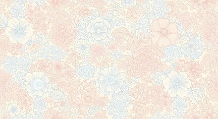 Organic hand-drawn floral pattern with delicate linework ideal for backgrounds in feminine and romantic designs