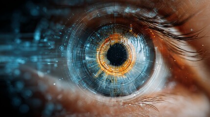 Futuristic Digital Eye Iris Scan Technology Abstract Background Image Modern Graphic Design High Resolution Detailed Closeup Eye View  Digital Art Futuristic Technology  