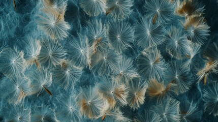 Obraz premium Blue Fabric Background with Dandelion Seed Texture