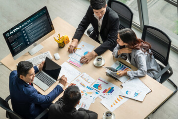 AI ethics responsibility standard law and rules on computer screen provide report of AI ethic...