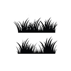 Elegant grass illustration in black and white silhouette style.