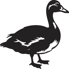 Fototapeta premium Black Duck Silhouette on White Background – Simple Vector Illustration