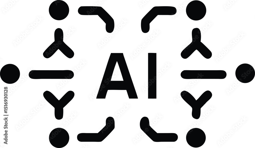 Aufkleber Simple artificial intelligence ai concept icon design featuring lines with transparency