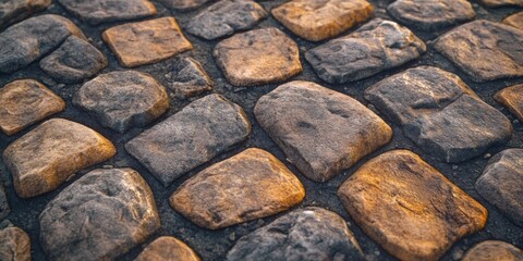 Cobblestone Pavement at Sunrise