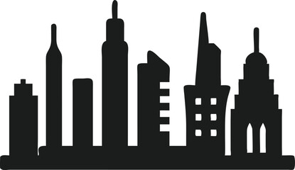 Obraz premium Black city skyline silhouette line art depicting famous landmarks