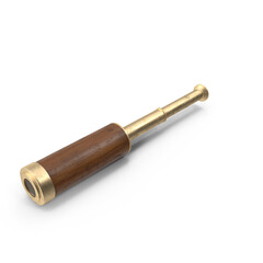 Antique Brass Telescope Isolated on Transparent Background