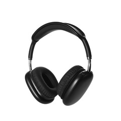 Black Wireless Modern Bluetooth Headphones on a White isolated Background