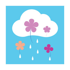 Cloud Raining Flower Petals with Butterflies