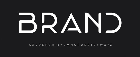 Modern premium brand alphabet, futuristic minimal font, elegant clean geometric typeface for digital branding, luxury headline style, tech-driven typography, refined UI design. Vector typeset