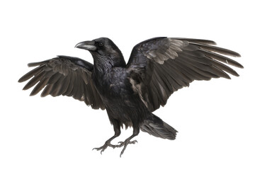 Majestic Raven with Wings Spread High-Resolution Bird Photography