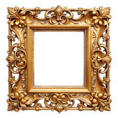 Elegant gold ornate picture frame isolated