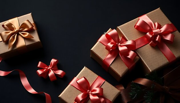 group of wrapped presents sitting on top of a table