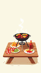 Traditional Outdoor Grilling with Kebab