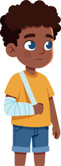 Fototapeta premium Boy with broken arm wearing sling and casual summer clothes vector illustration 