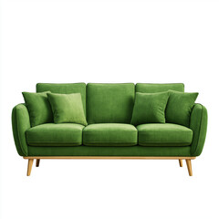 Green colored Modern sofa Furniture set for interior design png transparent on white background ,isolated on white background, ultrabright,