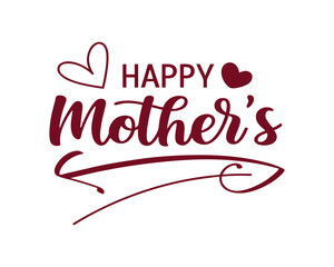 Happy Mothers Day Calligraphy Design with Hearts