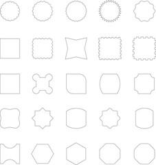 Vector Abstract line icons Collection, Geometric Shapes set - modern and retro aesthetic figure star oval spiral flower and other primitive design elements.