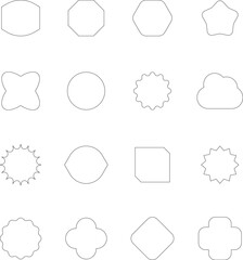 Vector Abstract line icons Collection, Geometric Shapes set - modern and retro aesthetic figure star oval spiral flower and other primitive design elements.