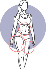 Vector illustration of standing woman with defined body and confident posture