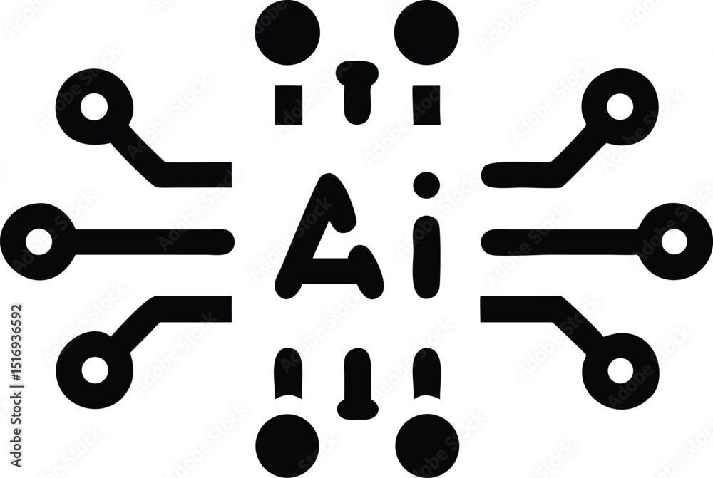 Poster simple artificial intelligence concept icon design with transparency suitable for technology project