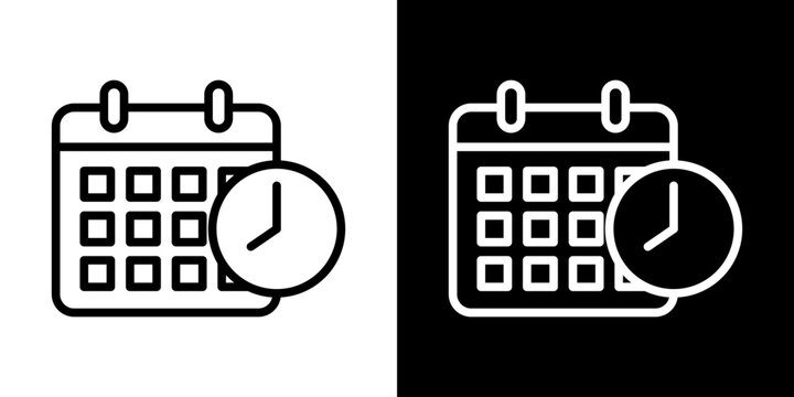 Calendar clock icon symbol concept for graphic design, Website, UI. Svg