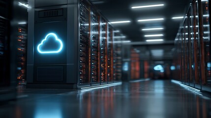 Modern Data Center Server Room Technology Cloud Computing Digital Infrastructure Network Servers HighTech IT Technology Innovation Digital Transformation Future          