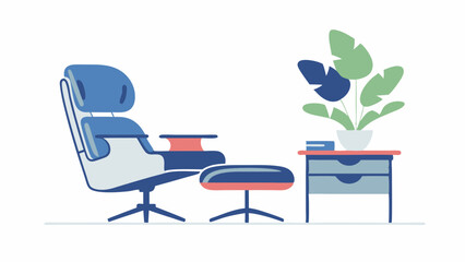 A serene reading nook Imagine unwinding with a book in this modern lounge chair with a leafy plant