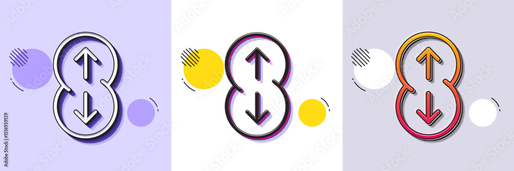Poster scroll down button line icon. halftone dotted pattern. gradient icon with grain shadow. scrolling sc