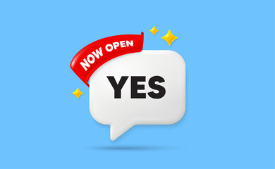 Yes ribbon speech bubble. Now open flag ribbon. Yes text tag. Approved ok message. Done or Good deal symbol. 3d sparkle stars speech bubble. Vector