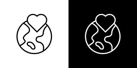 Earth love heart icon symbol concept for graphic design, Website, UI. Svg