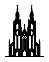 gothic cathedral facade silhouette vector illustration