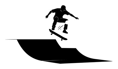 skateboarder performing trick on ramp vector illustration