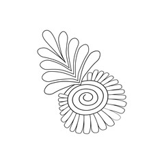 An illustration of a vectors different type of  flowers, traditional and cultural alpona design in continuous line art drawing style.
