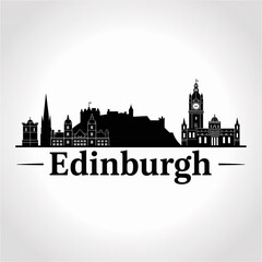 Fototapeta premium Edinburgh Skyline Silhouette — Historic Scottish Capital Vector Illustration