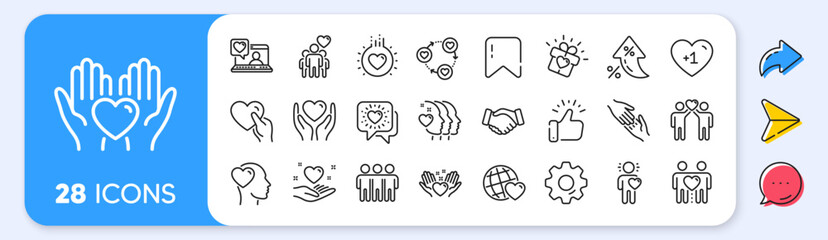 Friendship and love line icons. Interest rate, AI generate, Inflation icons. Interaction, Mutual understanding and assistance business. Vector