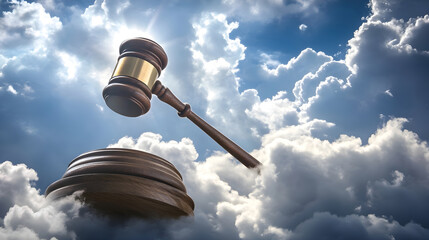 Judgement Gavel in Heaven Representing God's Final Judgement After Death at the End
