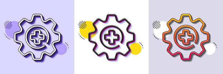 Medicine line icon. Halftone dotted pattern. Gradient icon with grain shadow. Medical service sign. Healthcare support symbol. Line medicine icon. Various designs. Vector