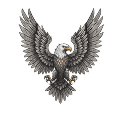 Fototapeta premium Majestic eagle soaring with outstretched wings in detailed illustration 