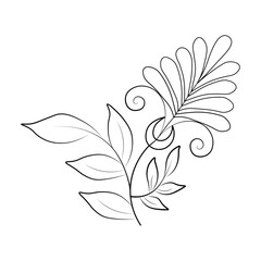 An illustration of a vectors different type of  flowers, traditional and cultural alpona design in continuous line art drawing style.