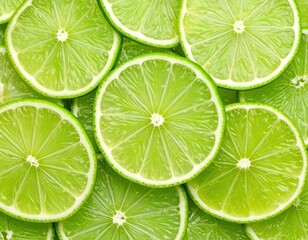 Close-up of many lime slices