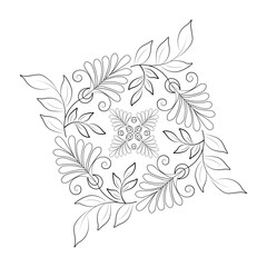 An illustration of a vectors different type of  flowers, traditional and cultural alpona design in continuous line art drawing style.