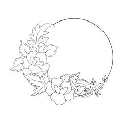 An illustration of a vectors different type of  flowers, traditional and cultural alpona design in continuous line art drawing style.
