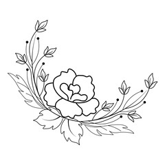 An illustration of a vectors different type of  flowers, traditional and cultural alpona design in continuous line art drawing style.