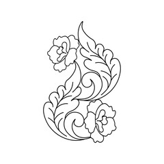 An illustration of a vectors different type of  flowers, traditional and cultural alpona design in continuous line art drawing style.