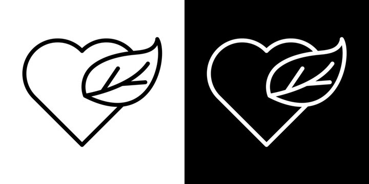 Leaf heart icon symbol concept for graphic design, Website, UI. Svg